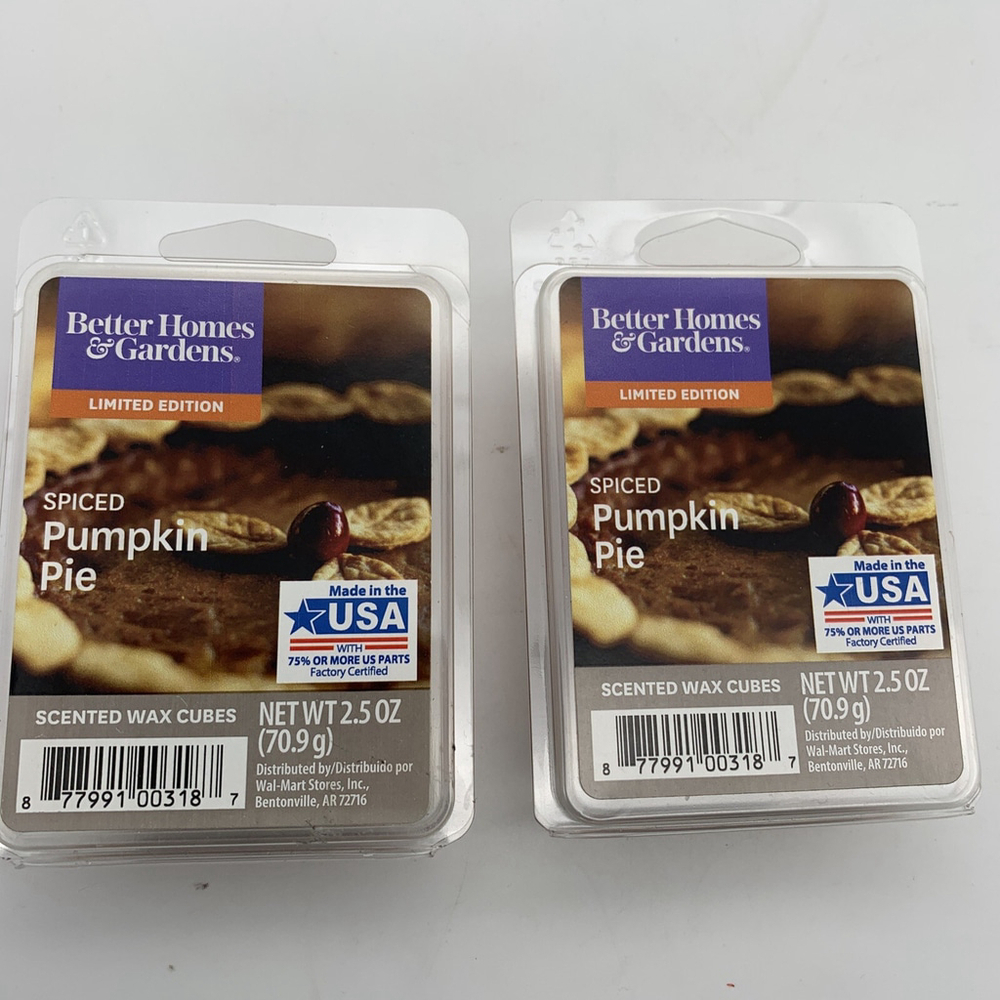 Lot of 2 Better Homes Gardens SPICED PUMPKIN PIE Scented Wax Cube 2.5oz